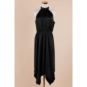 Sz M Adyson Parker Halter Midi Dress In Black NWT